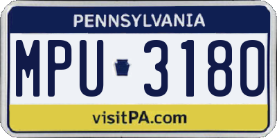 PA license plate MPU3180