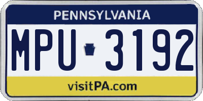 PA license plate MPU3192