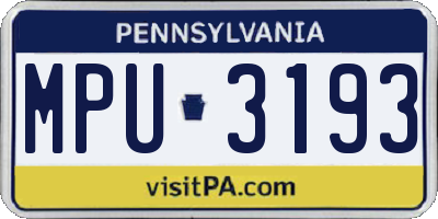 PA license plate MPU3193