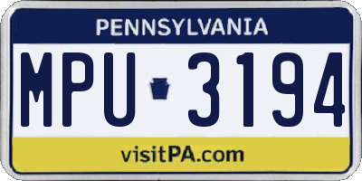 PA license plate MPU3194