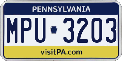 PA license plate MPU3203