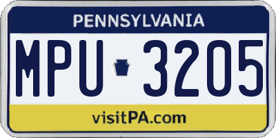 PA license plate MPU3205