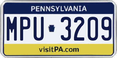 PA license plate MPU3209