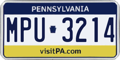 PA license plate MPU3214