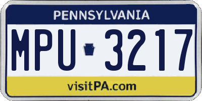 PA license plate MPU3217
