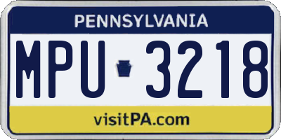 PA license plate MPU3218