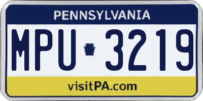 PA license plate MPU3219