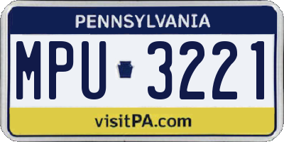 PA license plate MPU3221