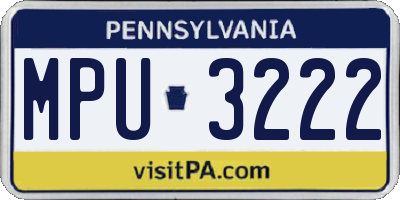 PA license plate MPU3222