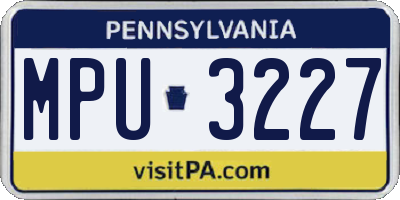 PA license plate MPU3227
