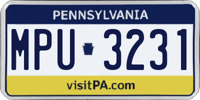 PA license plate MPU3231