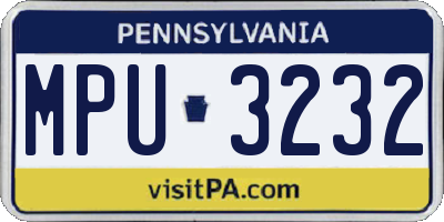 PA license plate MPU3232