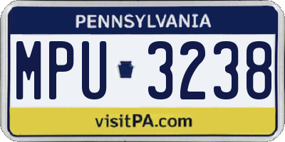 PA license plate MPU3238