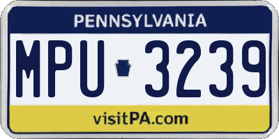 PA license plate MPU3239