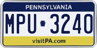 PA license plate MPU3240