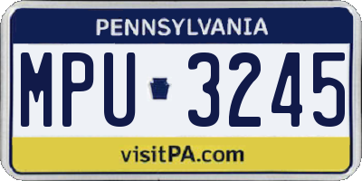 PA license plate MPU3245