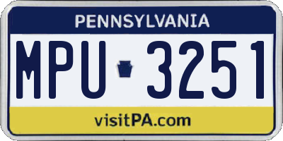 PA license plate MPU3251