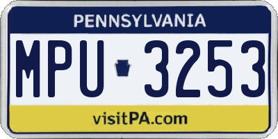 PA license plate MPU3253