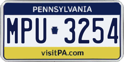 PA license plate MPU3254