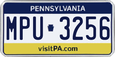 PA license plate MPU3256