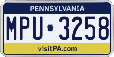 PA license plate MPU3258