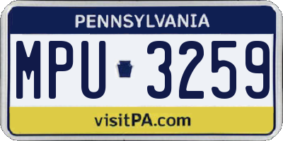 PA license plate MPU3259