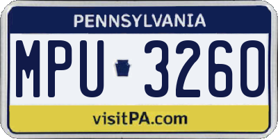PA license plate MPU3260