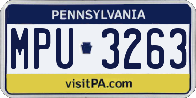 PA license plate MPU3263