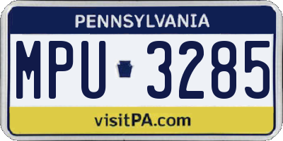 PA license plate MPU3285