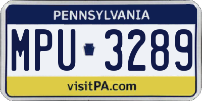 PA license plate MPU3289