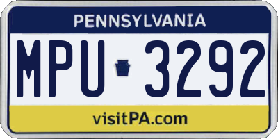 PA license plate MPU3292