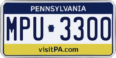 PA license plate MPU3300