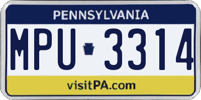 PA license plate MPU3314