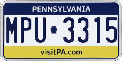 PA license plate MPU3315