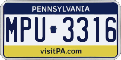 PA license plate MPU3316
