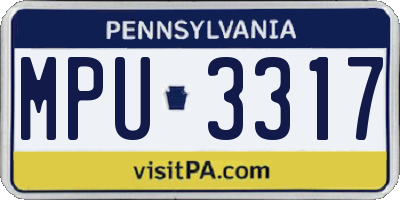PA license plate MPU3317