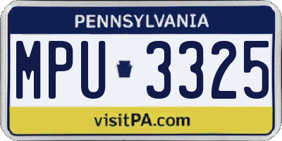 PA license plate MPU3325