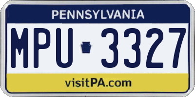 PA license plate MPU3327