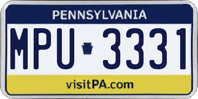 PA license plate MPU3331
