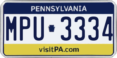 PA license plate MPU3334