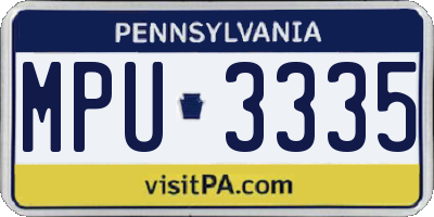 PA license plate MPU3335