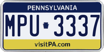 PA license plate MPU3337