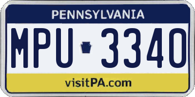 PA license plate MPU3340