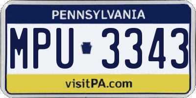 PA license plate MPU3343