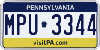 PA license plate MPU3344