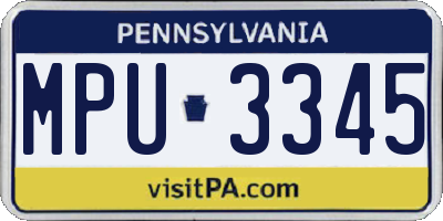 PA license plate MPU3345