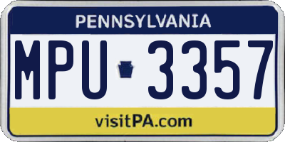 PA license plate MPU3357