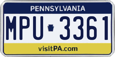 PA license plate MPU3361
