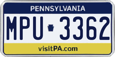 PA license plate MPU3362