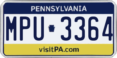 PA license plate MPU3364